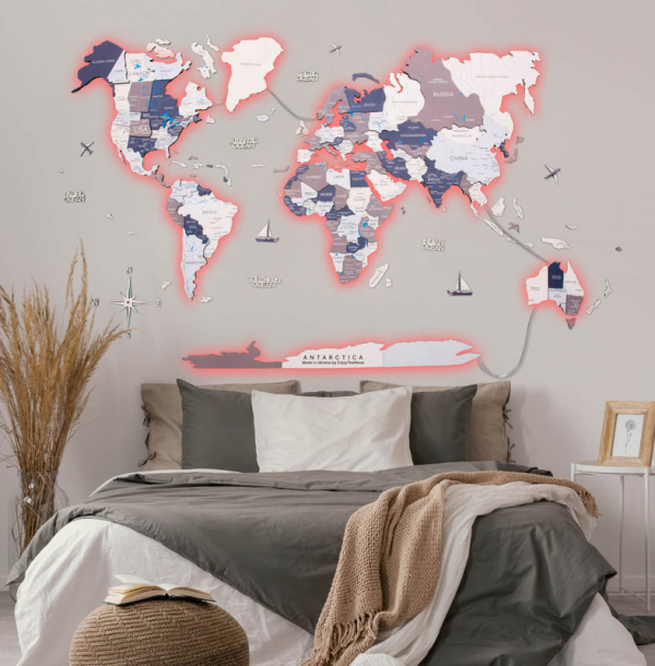 3D LED / LUMINOUS Holzweltkarte Cruise